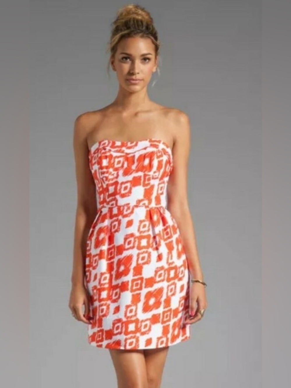 Shoshanna Orange White Canvas Party Dress 100% cotton size 6